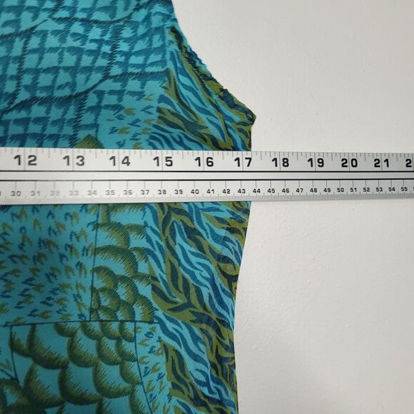 Vintage mixed animal print patchwork look tiered teal green quirky y2k dress L - Picture 4 of 5